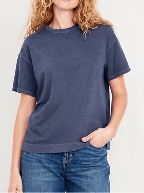 Old Navy Volcanic Glass Blue Vintage Crew-Neck Boxy T-Shirt Size L